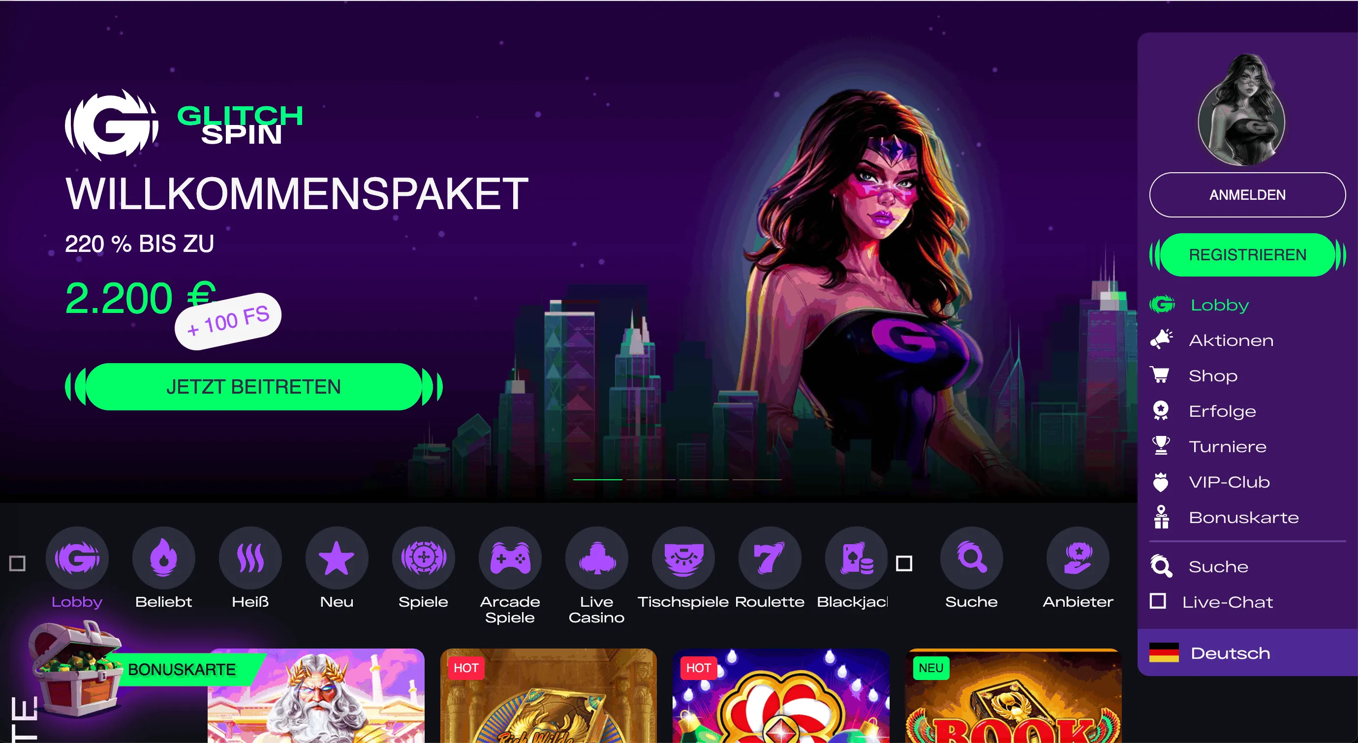 Glitchspin Casino Website Glitchspin Casino Homepage