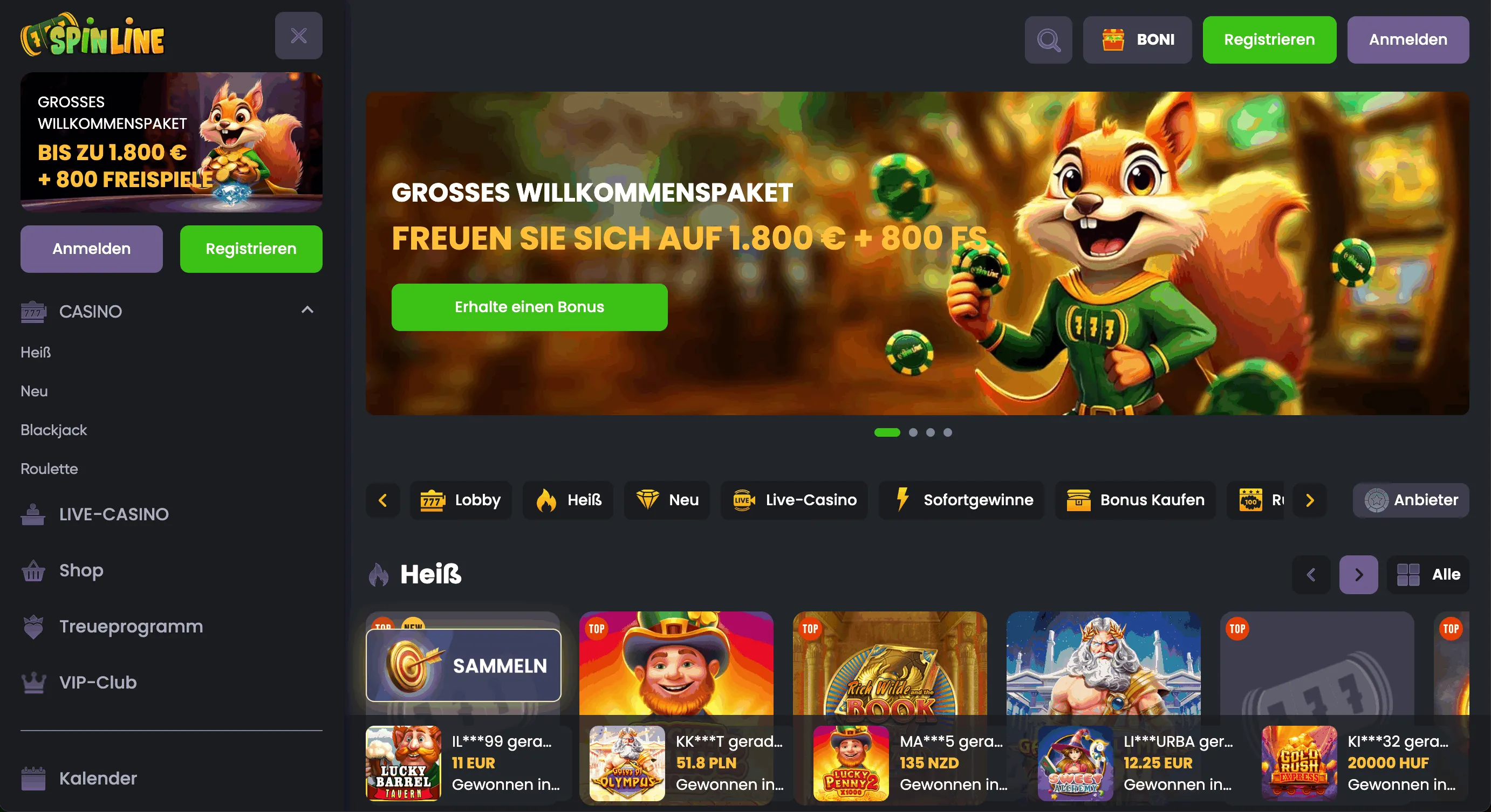 Spinline Casino Website Spinline Casino Homepage